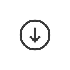 Poster - Simple Dark Gray Download Arrow Icon in Circle on White Background