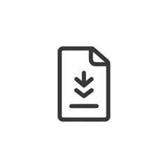 Poster - Download Document Icon: Simple Outline of File with Arrow Symbol