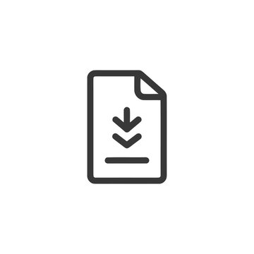 Download Document Icon: Simple Outline of File with Arrow Symbol