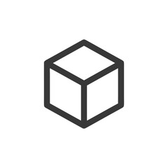 Poster - Minimalist Cube Outline Icon on White Background, Geometric Simplicity