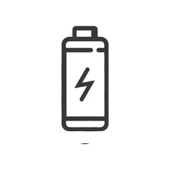 Poster - Minimalist Battery Icon with Lightning Bolt, Dark Gray on White