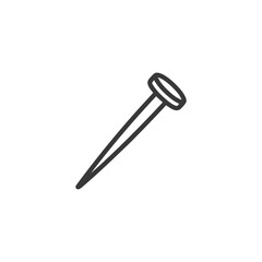 Poster - Simple Line Art: Isolated Metal Nail on White Background