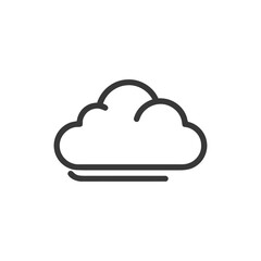 Poster - Minimalist Cloud Icon with Wind Lines, Weather Symbol, Outline Style