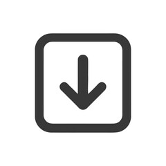 Poster - Download Icon: Simple Dark Gray Arrow in Rounded Square Frame on White Background