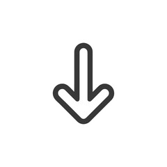 Poster - Bold Outline of a Downward Pointing Arrow on White Background