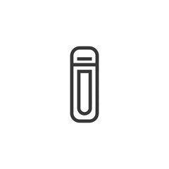 Poster - Minimalist Black Outline Icon of a USB Flash Drive on White