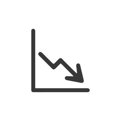 Poster - Declining Trend: Dark Gray Arrow Graph Illustrating Economic Downturn on White Background
