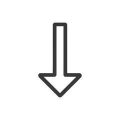Poster - Simple Down Arrow Icon with Bold Outline on White Background