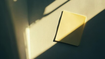 Poster - A piece of yellow paper sits on top of a white wall, simple and plain
