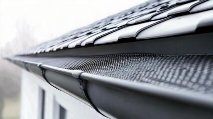 Poster - A close-up view of a gutter on the side of a house, suitable for illustrations about maintenance or construction