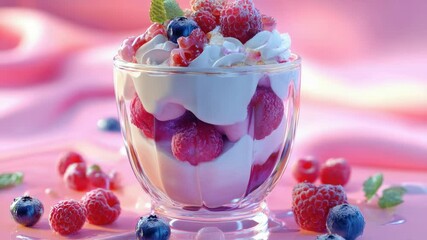 Poster - A colorful bowl filled with mixed fruits and topped with whipped cream, perfect for a healthy snack or dessert
