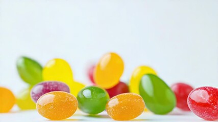 Poster - A colorful bunch of jelly beans suspended in mid-air, ready for sweet impact