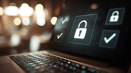 Aufkleber - Secure Laptop Screen Digital Lock Privacy Protection Online Safety Data Security Technology Modern Computer Network System Password Internet Firewall Cyber Security Safeguard      