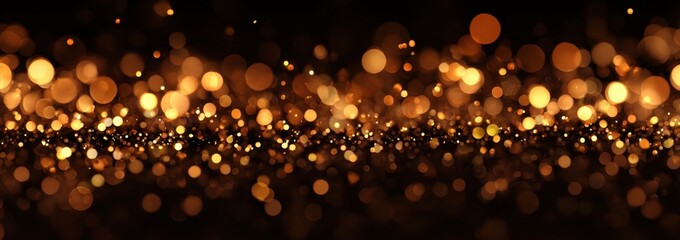 Poster - A dark background with sparkling gold bokeh lights, creating an enchanting and magical atmosphere for various applications Generative AI
