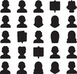 © Tasfi25 - Collection of black silhouette user profile icons and shapes on white background person