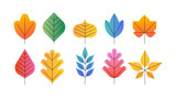 Collection of geometrical autumn leaves. Colorful botanical icons set. Collection of geometrical autumn leaves. Colorful botanical icons set.