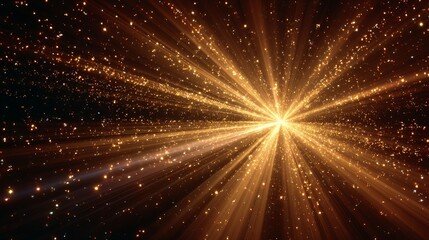 Poster - Golden Light Rays Burst Background Sparkling Glitter Festive Shimmering Luxurious Elegant Abstract Design Digital Art Illustration Graphic Texture Pattern Wallpaper Premium Quality