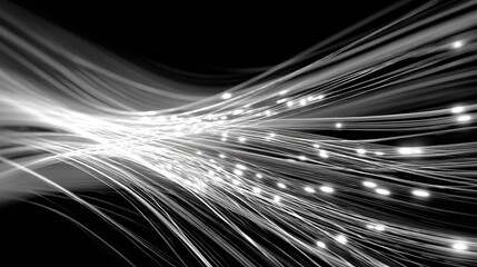 Aufkleber - Abstract White Light Streaks Dynamic Flowing Lines Elegant Swirling Design Modern Technology Background Digital Art Futuristic Shiny Glowing Fiber Optics Network Connection High   