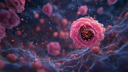 Poster - malignant cellular proliferation spreading through human body, showing cancerous growth and potentia