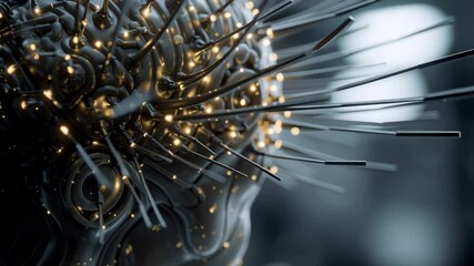 Poster - complex network of interconnected neurons firing electrical signals, symbolizing consciousness and t