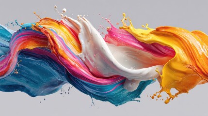 Aufkleber - Vibrant colors erupt in a dynamic paint splash, creating a captivating and energetic burst of motion, a stunning display of flowing hues and liquid textures