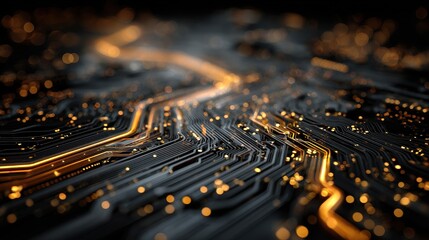 Poster - Digital network conceptualization showing data flow and connectivity across an abstract futuristic circuit board