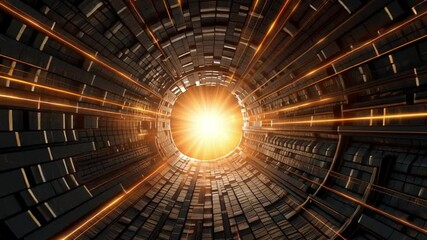 Poster - Vibrant Abstract Tunnel of Glowing Light Futuristic Design Showcasing Depth and Energy in Dynamic Movement