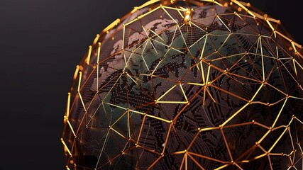 Poster - 3d globe with golden network design stunning visual of digital connectivity and technology in modern