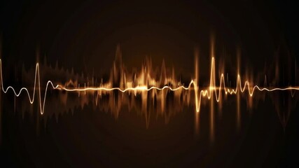 Poster - abstract sound wave illustration in golden tones, showcasing audio frequencies and rhythm, creating 