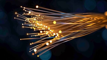 Poster - glowing fiber optic strands create vibrant light visuals, showcasing technology and innovation in co