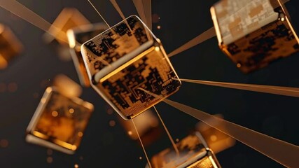 Poster - visually striking 3d design of floating digital cubes an abstract representation of futuristic techn