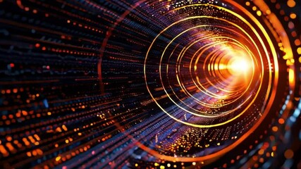 Poster - vibrant digital tunnel of light motion journey through energy and abstract particles