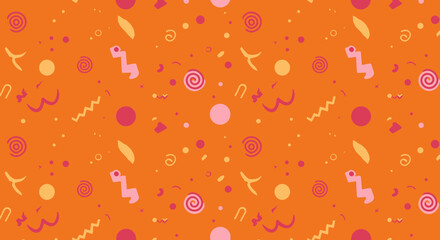 Poster - Vibrant retro pattern with geometric shapes on a bold orange background