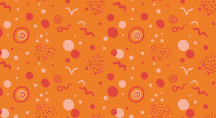 Poster - Vibrant orange pattern with playful, hand-drawn elements evokes cheerful vibes