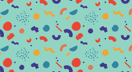 Poster - Trendy geometric seamless pattern with abstract shapes on a light green background