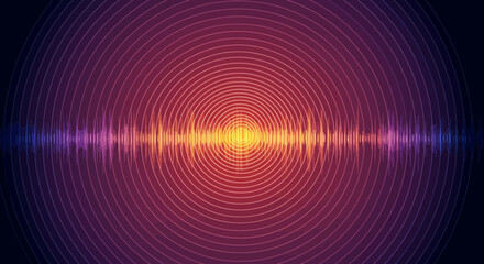 Poster - Abstract Visualization of Audio Waveform in Circular Pattern with Warm Colors