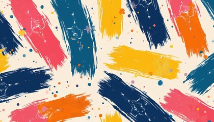 Poster - Vibrant abstract brush stroke pattern illustration for summer. Colorful modern paint background with messy ink sketch texture. Freehand rough hand drawn wallpaper print. Creative design for textile,