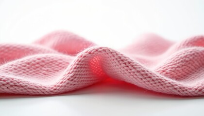 Aufkleber - Soft pink fabric detail against white background. Knitted texture material with gentle shadow, minimal simple design. Subtle light, soft surface, ideal for fashion tech presentations, marketing