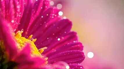 Wall Mural - close-up of vibrant pink flowers with water droplets on petals