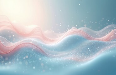 Aufkleber - Abstract medical science background with wavy forms. Pink and blue wavy texture, microbe shapes, white sparkles, glowing light. Illustration of cells, microbes, biology, healthcare, science.