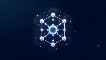 Poster - Abstract visual representation of an interconnected blue and white network structure with lines and nodes on a digital background