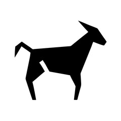 Poster - Geometric depiction of a stylized goat in solid black on a white background design element