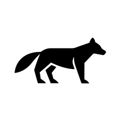 Poster - Silhouette of a canine animal standing with a bushy tail and pointed ears in a simple geometric style