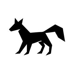 Poster - Geometric depiction of a canine silhouette in solid black against a plain white background space here