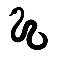 Poster - Stylized serpent form with a curved body and a small head in a solid black color on a white backdrop