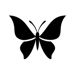 Poster - A simple graphic of a butterfly with symmetrical wings and antennae on a white background is shown