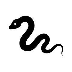 Poster - A simple graphic depiction of a serpent coiled with a dark silhouette and a single white eye detail present