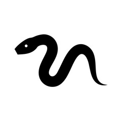Poster - Simple graphic of a black serpent with a white eye slithering on a white background design element