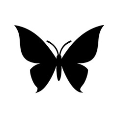 Poster - A simple graphic of a black butterfly with symmetrical wings on a white background is shown here