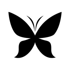 Poster - Simple graphic of a black butterfly with symmetrical wings and antennae on a white background element
